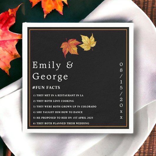 シックエレガント紅葉素朴秋結婚の スタンダードカクテルナプキン