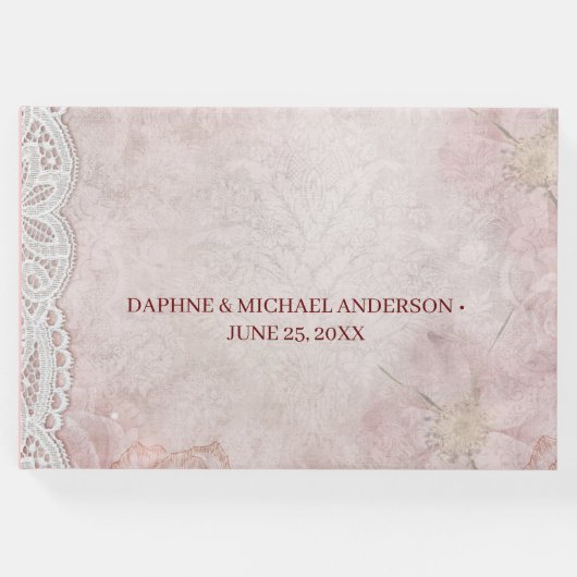 シックエレガント結婚スモダンシンプルピンク ゲストブック (正面)