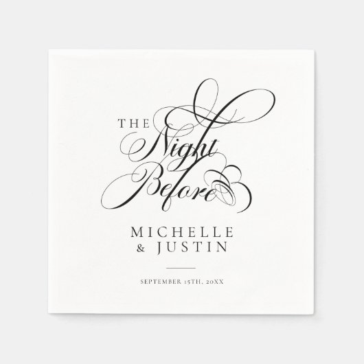 シックエレガント結婚リハーサルディナー スタンダードカクテルナプキン (正面)