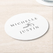 シックエレガント結婚リハーサルディナー ラウンドペーパーコースター (アングル)