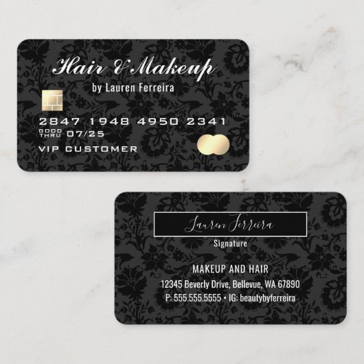 シックエレガント美しいプロフェッショナルフェイククレジットカード 名刺 (正面/裏面)