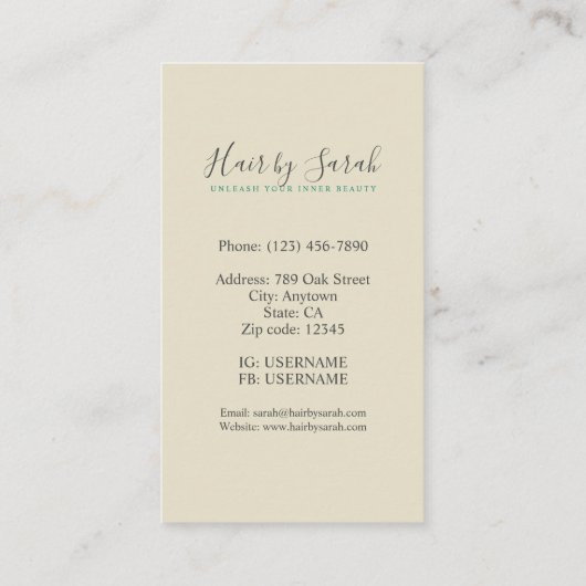 シックエレガント美容師名刺 名刺 (裏面)