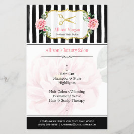 シックエレガント美容師金ゴールドはさみストライプ チラシ