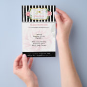 シックエレガント美容師金ゴールドはさみストライプ チラシ (ハンドル)