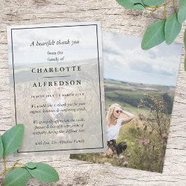 シックエレガント葬儀 |ミニマル写真悔やみや弔慰 サンキューカード