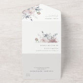 シックエレガント赤面ウォーターカラーフローラ結婚ズ オールインワン招待状 (外側)