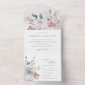 シックエレガント赤面ウォーターカラーフローラ結婚ズ オールインワン招待状 (内側)