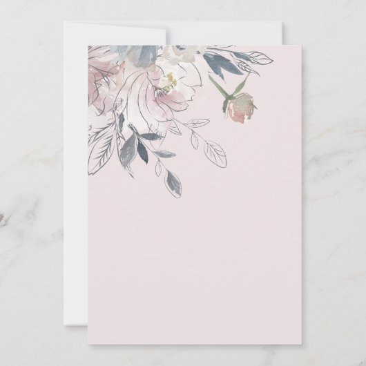 シックエレガント赤面ウォーターカラーフローラ結婚ズ セーブザデート (裏面)