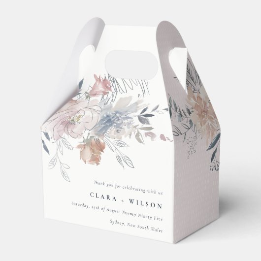 シックエレガント赤面ウォーターカラーフローラ結婚ズ フェイバーボックス (正面サイド)