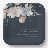 シックエレガント赤面ウォーターカラーフローラ結婚ズ ペーパープレート (正面)