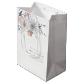 シックエレガント赤面ウォーターカラーフローラ結婚ズ ミディアムペーパーバッグ (裏面アングル)
