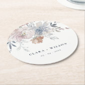 シックエレガント赤面ウォーターカラーフローラ結婚ズ ラウンドペーパーコースター (アングル)