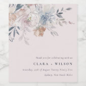 シックエレガント赤面ウォーターカラーフローラ結婚ズ ワインラベル (シングルラベル)