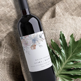 シックエレガント赤面ウォーターカラーフローラ結婚ズ ワインラベル