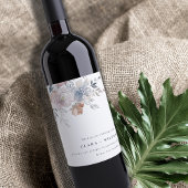 シックエレガント赤面ウォーターカラーフローラ結婚ズ ワインラベル