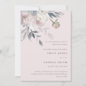 シックエレガント赤面ウォーターカラーフローラ結婚ズ 招待状 (正面)