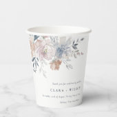 シックエレガント赤面ウォーターカラーフローラ結婚ズ 紙コップ (裏面)