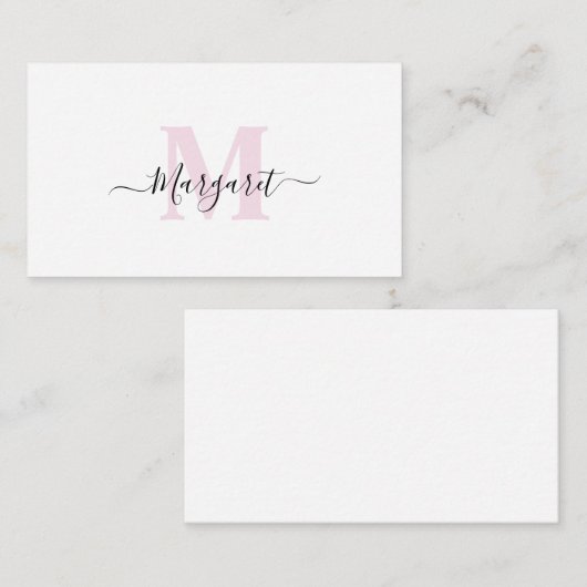 シックエレガント赤面ガーリーピンクモノグラム ノートカード (正面/裏面)