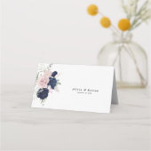 シックエレガント赤面ネイビーブルー結婚ズ プレイスカード (裏面)