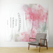 シックエレガント赤面バラピンク淡い色のセージ結婚ズタップ タペストリー (インサイチュ(横))