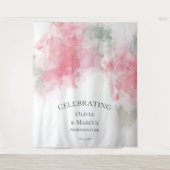 シックエレガント赤面バラピンク淡い色のセージ結婚ズタップ タペストリー (正面)