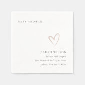 シックエレガント赤面ピミニマルンクハートベビーシャワー スタンダードカクテルナプキン (正面)