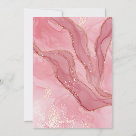 シックエレガント赤面ピンクウォーターカラー21歳の誕生日 招待状 (裏面)