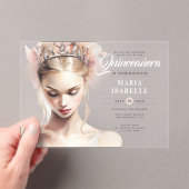 シックエレガント赤面ピンクキンセアニェラ誕生日パーティー アクリル招待状 (インサイチュ (ポータブル))