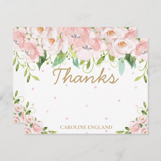 シックエレガント赤面ピンクフローラフラワーノートカード ノートカード (正面/裏面)