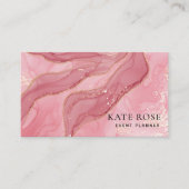 シックエレガント赤面ピンク金ゴールドグリッター水彩 名刺 (正面)