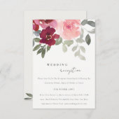 シックエレガント赤面ブルゴーニュバラフローラ披露宴 エンクロージャーカード (正面/裏面)
