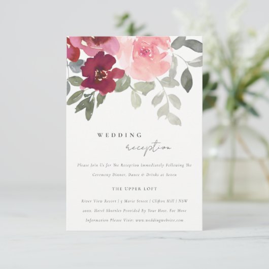 シックエレガント赤面ブルゴーニュバラフローラ披露宴 エンクロージャーカード (スタンド正面)