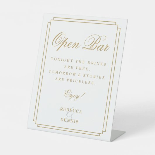 シックエレガント金ゴールドアールデコオープンバー 台座サイン (正面)