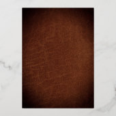 シックエレガント金ゴールドオンブラウンレザー結婚ズ 箔招待状 (裏面)