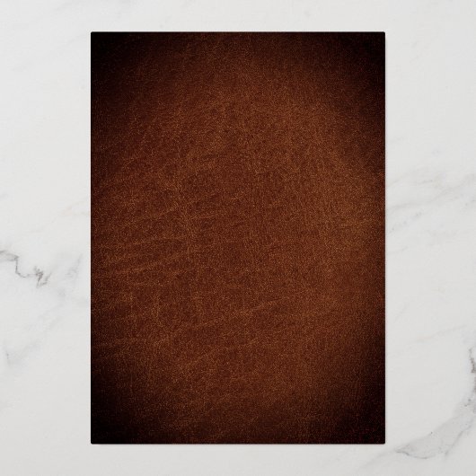 シックエレガント金ゴールドオンブラウンレザー結婚ズ 箔招待状 (裏面)