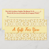 シックエレガント金ゴールドギフト証シンプル券（ラグジュアリー） (正面/裏面)
