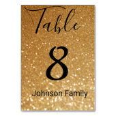 シックエレガント金ゴールドグリッターの背結婚景 テーブルナンバー (裏面)