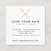 シックエレガント金ゴールドグリッターはさみ美容師 スクエア名刺 (裏面)