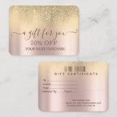 シックエレガント金ゴールドグリッターバラ金ゴールド 割引カード (正面/裏面)