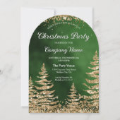 シックエレガント金ゴールドグリッターパイン企業のパーティー 招待状 (正面)