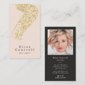 シックエレガント金ゴールドグリッターブラシストローク赤面ピンク 名刺 (正面/裏面)