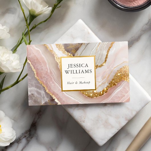 シックエレガント金ゴールドグリッターマーブルモダン 名刺