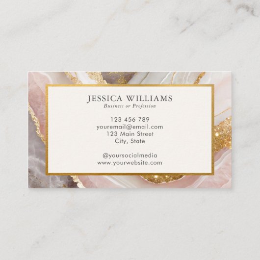 シックエレガント金ゴールドグリッターマーブルロモダンゴ 名刺 (裏面)