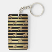 シックエレガント金ゴールドグリッターユニコーン，金ゴールド キーホルダー (裏面)