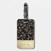 シックエレガント金ゴールドグリッター花 – パーソナライズされた ラゲッジタグ (裏面縦)