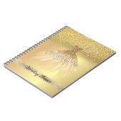 シックエレガント金ゴールドグリッター《写真》ぼけ味、ドレス、レース ノートブック (左側)