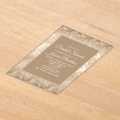 シックエレガント金ゴールドシャンパンヴィンテージブライダルシャワー アクリル招待状 (レイダウン)