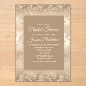 シックエレガント金ゴールドシャンパンヴィンテージブライダルシャワー アクリル招待状 (正面)