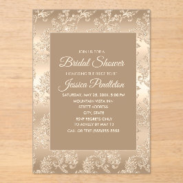 シックエレガント金ゴールドシャンパンヴィンテージブライダルシャワー アクリル招待状