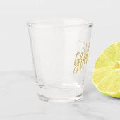 シックエレガント金ゴールドスクリプト大学院パーティー ショットグラス (左)